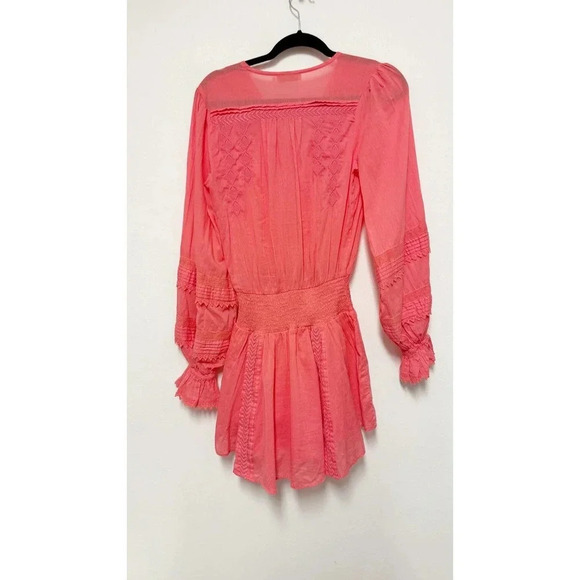 EUC $375 Ramy Brook Patty Patty Crochet-Trim Mini Dress - Long-Sleeve V-Neck - Picture 11 of 12